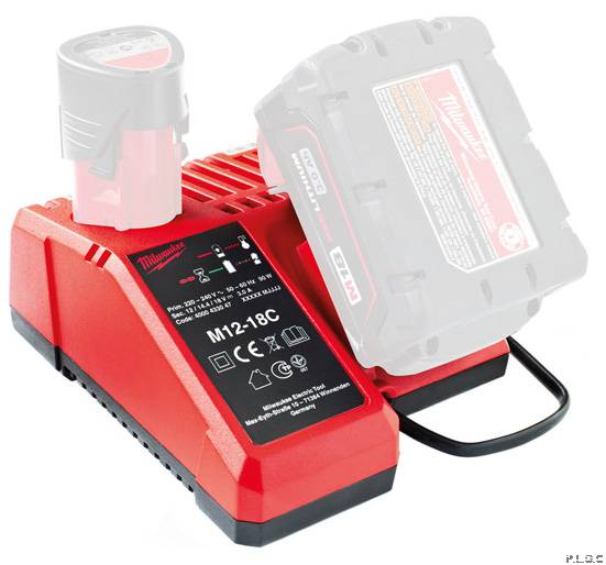 Caricabatterie Sostitutivo Multi-tensione Milwaukee M12-M18 – Doppia Porta, Compatibile Con Batterie 12V, 14,4V E 18V, Spina UE
