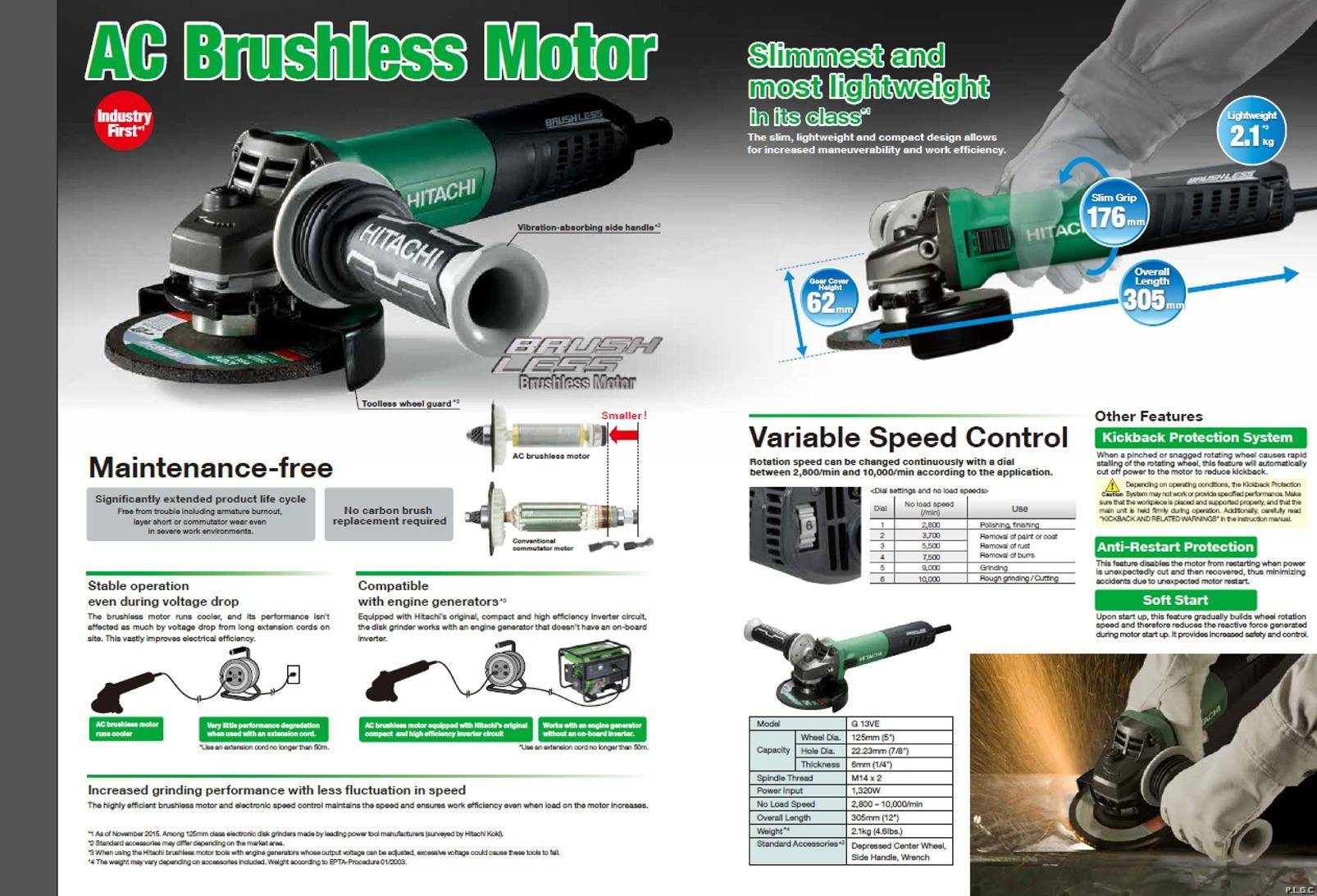 Hikoki Corded G13VE 5 Brushless Disc Grinder